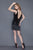 Primavera Couture - 3113 Sleeveless V Neckline Fringe Cocktail Dress in Black