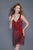 Primavera Couture - 3113 Sleeveless V Neckline Fringe Cocktail Dress in Red