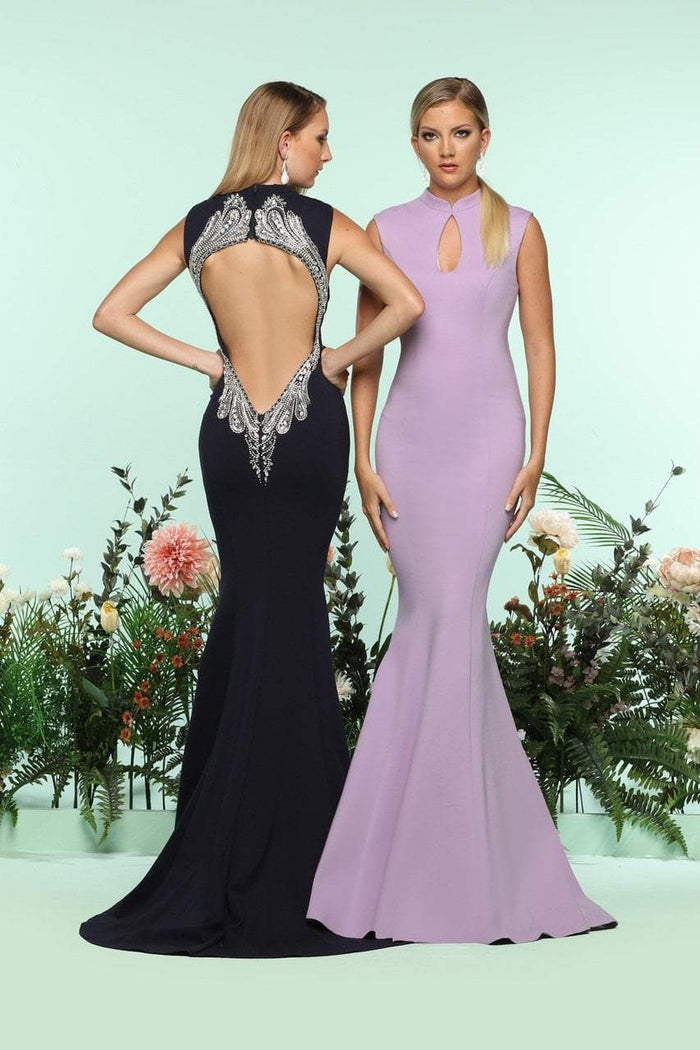 Zoey Grey - 31144 Fitted High Neck Mermaid Dress In Purple and Blue