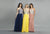 Dave & Johnny - 3114W Applique Halter A-line Dress With Train In Yellow, Pink and Blue