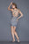 Primavera Couture - 3114 Bedazzled Plunging V-neck Sheath Dress in Silver