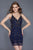 Primavera Couture - 3114 Bedazzled Plunging V-neck Sheath Dress in Blue
