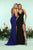 Zoey Grey - 31152 Beaded Plunging V-neck Jersey Sheath Dress In Blue and Black