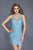 Primavera Couture - 3115 Fully Beaded Plunging Sweetheart Sheath Dress in Blue