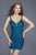 Primavera Couture - 3115 Fully Beaded Plunging Sweetheart Sheath Dress in Blue and Green