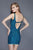 Primavera Couture - 3115 Fully Beaded Plunging Sweetheart Sheath Dress in Blue and Green