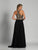 Dave & Johnny - 3115 Lace Festooned Cutout Long Gown in Black