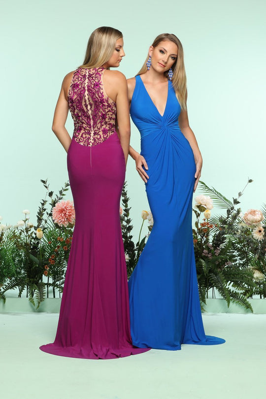 Zoey Grey - 31161 Embellished Ruched Fitted Evening Gown In Blue and Purple