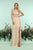 Zoey Grey - 31169 Beaded Plunging Dress with Slit In Pink