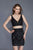 Primavera Couture - 3116 Sequined Two Piece Deep V-neck Dress in Black