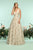 Zoey Grey - 31175 Bead-Trimmed Plunging Sequin Ornate A-Line Gown In Neutral and Gold