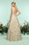 Zoey Grey - 31175 Bead-Trimmed Plunging Sequin Ornate A-Line Gown In Neutral and Gold