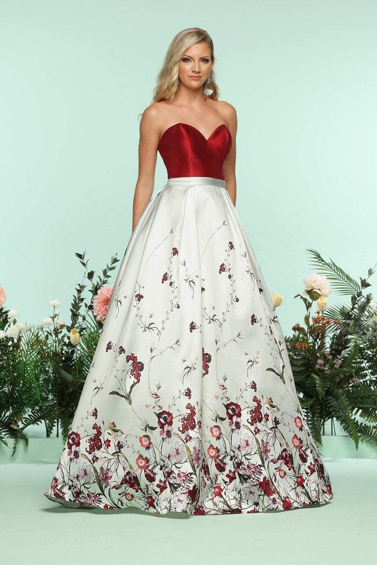 Zoey Grey - 31177 Strapless Sweetheart Mikado A-line Gown In White and Red