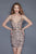 Primavera Couture - 3117 Sequined Plunging V-neck Fitted Dress in Pink