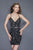 Primavera Couture - 3117 Sequined Plunging V-neck Fitted Dress in Black