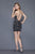 Primavera Couture - 3117 Sequined Plunging V-neck Fitted Dress in Black