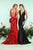 Zoey Grey - 31190 Sequined Deep V-neck Ruffled Mermaid Dress In Red and Black