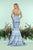 Zoey Grey - 31206 Beaded Sweetheart Print Mermaid Dress In White and Blue
