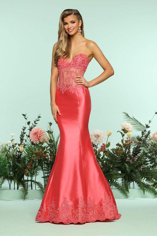 Zoey Grey - 31208 Strapless Lace Corset Mermaid Gown In Pink
