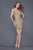 Primavera Couture - 3120 Spaghetti Straps V Neck Sequin Fitted Dress in Nude and Gold