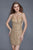 Primavera Couture - 3120 Spaghetti Straps V Neck Sequin Fitted Dress in Nude and Gold