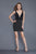 Primavera Couture - 3121 Crystal Beaded  V Neck Fitted Cocktail Dress in Black