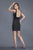 Primavera Couture - 3121 Crystal Beaded  V Neck Fitted Cocktail Dress in Black