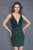 Primavera Couture - 3121 Crystal Beaded  V Neck Fitted Cocktail Dress in Green