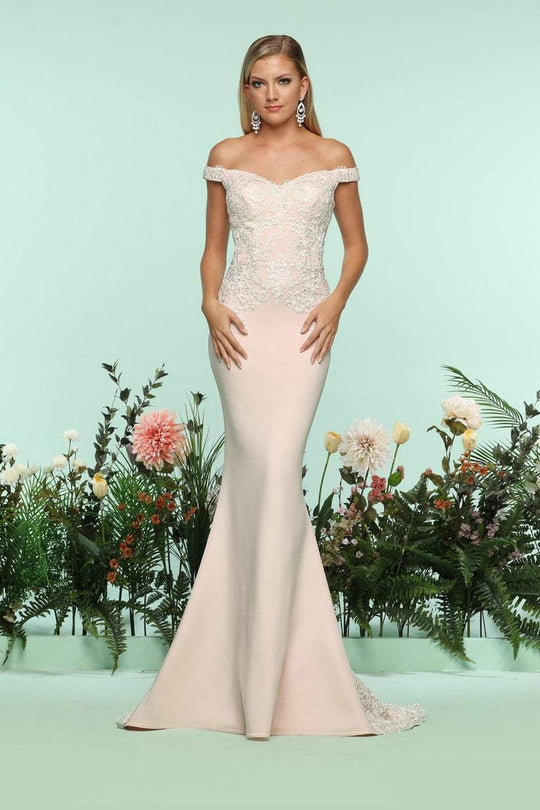 Zoey Grey - 31220 Floral Embroidered Detail Mermaid Gown In Pink and White