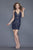 Primavera Couture - 3122 Beaded V-neck Sheath Cocktail Dress in Blue