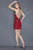 Primavera Couture - 3122 Beaded V-neck Sheath Cocktail Dress in Red