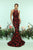 Zoey Grey - 31231 High Halter Neck Lace Mermaid Gown In Red and Black