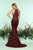 Zoey Grey - 31231 High Halter Neck Lace Mermaid Gown In Red and Black