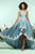Zoey Grey - 31234 Strapless Lace Ornate High Low Denim Gown In Blue and White