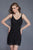 Primavera Couture - 3123 Bead Embellished V-neck Sheath Dress in Black