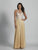 Dave & Johnny - 3123 Illusion Halter Ornate Lace Evening Gown in Neutral