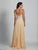 Dave & Johnny - 3123 Illusion Halter Ornate Lace Evening Gown in Neutral