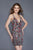 Primavera Couture - 3124 Multi-Colored Sequined V-neck Sheath Dress in Black and Multi-Color