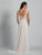 Dave & Johnny - 3124 Embellished Plunging V-neck A-line Dress in White