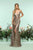 Zoey Grey - 31250 Floral Sequined Plunging Sweetheart Long Gown In Gold and Neutral