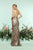 Zoey Grey - 31250 Floral Sequined Plunging Sweetheart Long Gown In Gold and Neutral