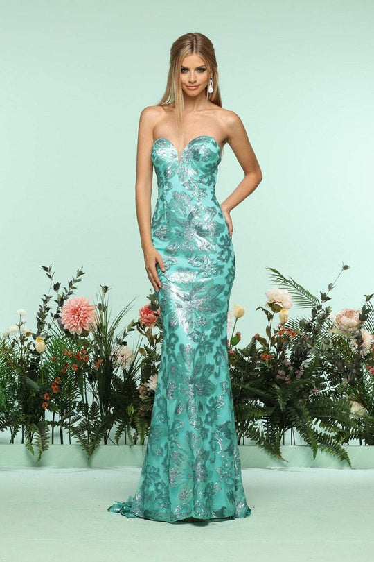 Zoey Grey - 31251 Strapless Sequined Fitted Evening Dress In Green