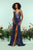 Zoey Grey - 31253 Sequined Plunging Fitted Dress with Slit In Blue and Neutral