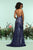 Zoey Grey - 31253 Sequined Plunging Fitted Dress with Slit In Blue and Neutral