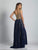 Dave & Johnny - 3125 Sleeveless Curvilinear Motif Evening Gown in Blue