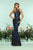 Zoey Grey - 31261 Illusion High Halter Sequined Stripe Gown In Blue
