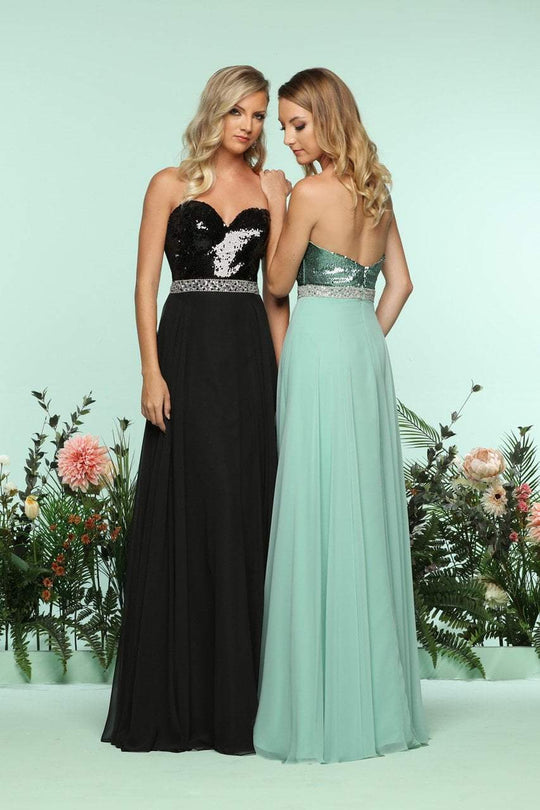 Zoey Grey - 31268 Strapless Sequined Chiffon Evening Dress In Black and Green