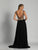 Dave & Johnny - 3126 Cap Sleeve Gilded Lace A-Line Gown in Black