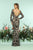 Zoey Grey - 31272 Sequined Long Sleeve Wide V-neck Sheath Dress In Black and Neutral