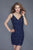 Primavera Couture - 3127 Sequined Plunging V-neck Sheath Dress in Blue